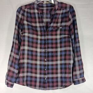 SFERA Casual Women's Plaid Long sleeve Cotton Blend Button Up Sz M